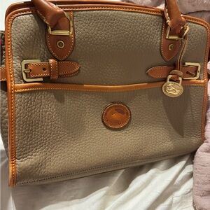 Dooney & Bourke Tan and Brown Satchel with Structured Design